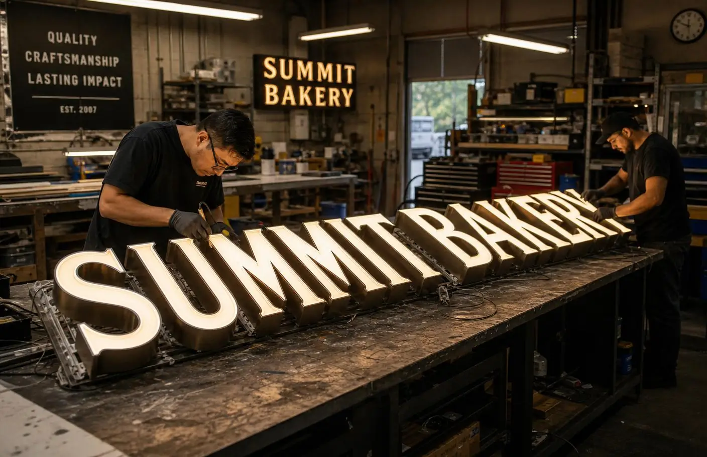 Design, manufacture, install — one team — Lighted Signs for Business