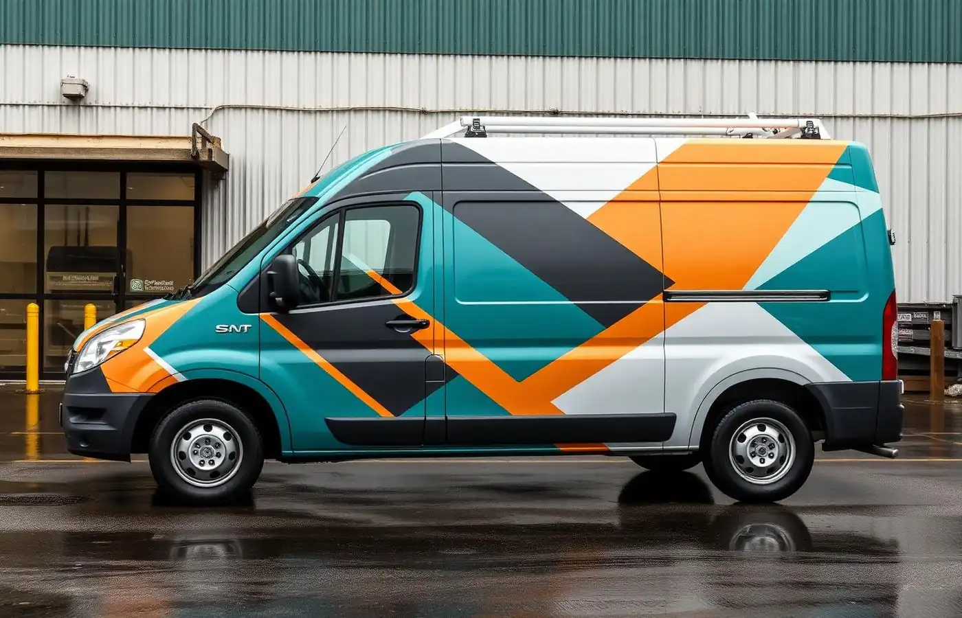 Well-maintained vehicle wrap on a fleet van after years of service